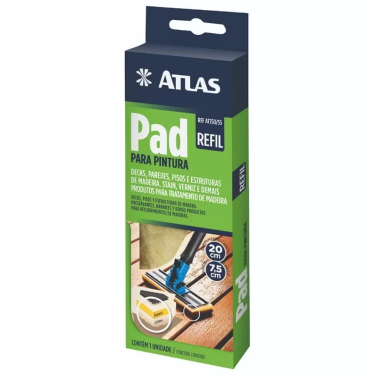 Refil de Pad para Pintura Deck Madeira Verniz | Atlas | Kit 03 Un - 7