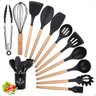 Kit Utensílios Cozinha Silicone e Bambu 12 Peças Preto - 5