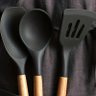 Kit Utensílios Cozinha Silicone e Bambu 12 Peças Preto - 6