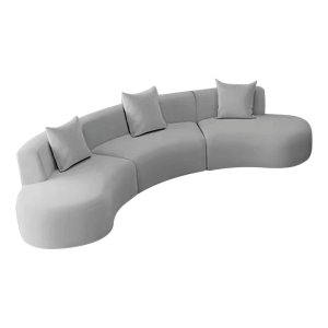 Kit Sofá Modular 4 Lugares Moderno Curvo Orgânico Duna Linho