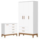 Ver imagem 1 de Guarda Roupa Infantil Flip 3 Portas com Cômoda Infantil Sapateira Flip Branco Acetinado - Reller