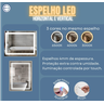 Espelho Banheiro Led 3 Cores Frio Neutro Quente 80x60 Retangular Luz Frontal Tecla Touch Toque - 3