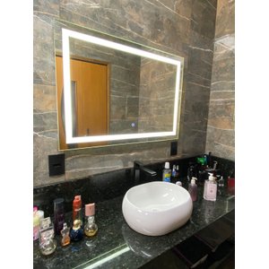 Espelho Banheiro Led 3 Cores Frio Neutro Quente 80x60 Retangular Luz Frontal Tecla Touch Toque