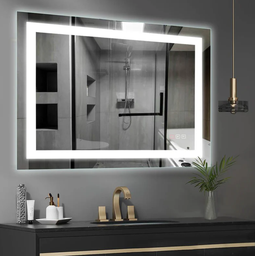 Espelho Banheiro Led 3 Cores Frio Neutro Quente 80x60 Retangular Luz Frontal Tecla Touch Toque - 9
