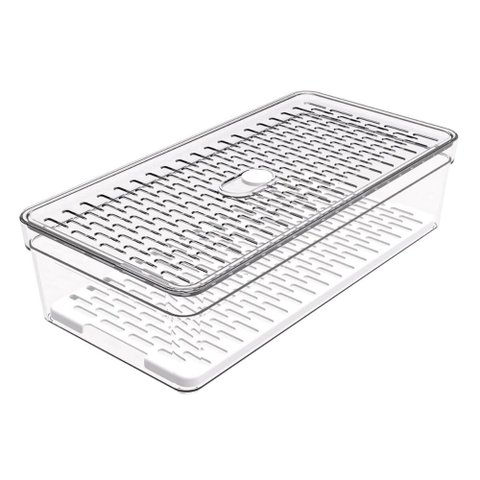 Organizador de Geladeira com Grade 2,8l Transparente Médio Frutas Legumes Crippa