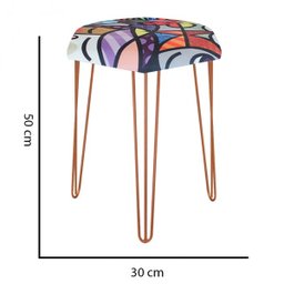 Kit 03 Puffs Banqueta Alta Bita Industrial Sala Penteadeira Pé de Ferro Bronze Romero Brito - - 5 Kit 03 Puffs Banqueta Alta Bita Industrial Sala Penteadeira Pé de Ferro Bronze Romero Brito - - 5