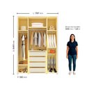 Ver imagem 5 de Guarda-Roupa Solteiro 4 Portas Reflecta com Pés e LED 100% MDF Innova Bege/Off White