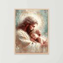 Ver imagem 1 de Quadro Decorativo Jesus Cristo e o Menino Abraçados Quarto Infantil Ref. 04
