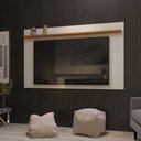 Ver imagem 3 de Painel para Tv até 70 Polegadas Astúrias 180 Cm com Prateleira Decorativa - Off White e Cedro