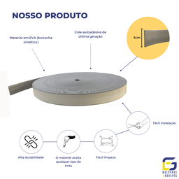 Moldura Roda Meio Eva Autocolante Marte 5cmx5mm 5 Metros - Cinza - 3