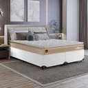 Ver imagem 6 de Cama Box Base Casal Bipartido Couro Branco + Colchão Life D33 Pillow Top Bege - 61x138x188cm - e-