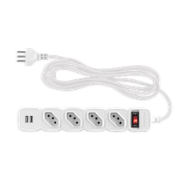 Protetor Eletrônico Filtro De Linha Intelbras Epe 204 Usb+ Com 4 Tomadas e 2 Portas Usb Bivolt Cabo - 1 Protetor Eletrônico Filtro De Linha Intelbras Epe 204 Usb+ Com 4 Tomadas e 2 Portas Usb Bivolt Cabo - 1