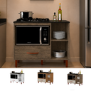 Ver imagem 6 de Balcão Cooktop 5 Bocas com Nicho Micro-Ondas Córdoba 1 Gaveta Pés PVC - Canela