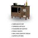 Ver imagem 5 de Balcão Cooktop 5 Bocas com Nicho Micro-Ondas Córdoba 1 Gaveta Pés PVC - Canela
