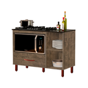 Ver imagem 2 de Balcão Cooktop 5 Bocas com Nicho Micro-Ondas Córdoba 1 Gaveta Pés PVC - Canela