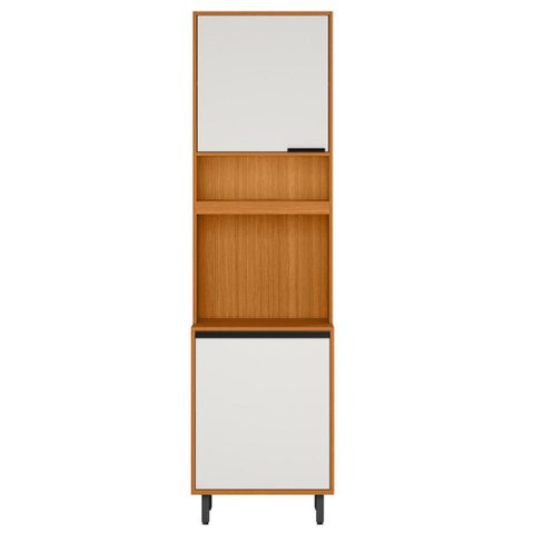 Paneleiro Duplo 220x60 cm 3 Portas Ravena Freijo Off Acetinado Poliman