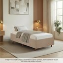 Ver imagem 4 de Cama Box Solteiro Estofada em Madeira Maciça Base Reforçada Santorini Espresso Móveis Bege/Dourado