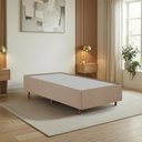 Ver imagem 1 de Cama Box Solteiro Estofada em Madeira Maciça Base Reforçada Santorini Espresso Móveis Bege/Dourado