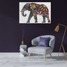 Quadro Elefante em Flores - 90x60 cm - Vidro Impresso - 1