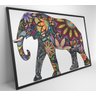 Quadro Elefante em Flores - 90x60 cm - Vidro Impresso - 4
