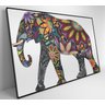 Quadro Elefante em Flores - 90x60 cm - Vidro Impresso - 6