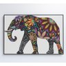 Quadro Elefante em Flores - 90x60 cm - Vidro Impresso - 9