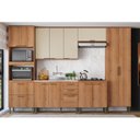 Ver imagem 1 de Kit Cozinha Completa 7 Peças 240cm em MDF Yescasa Freijó e Areia