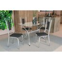 Ver imagem 1 de Conjunto: Mesa de Cozinha Loire C/ Tampo de Vidro 120x80cm e 4 Cadeiras Florença Cromada - Courano