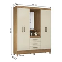 Ver imagem 3 de Guarda Roupa Casal com Espelho e Capelinha 4 Portas 3 Gavetas Pérsia Amêndola Touch/Off-White