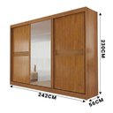 Ver imagem 4 de Guarda-roupa com Espelho 242cm 3 Portas 6 Gavetas Canadá Bianchi Nature