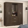 Guarda Roupa 4 Portas C/Pés E Espelho Lord ébano 42220 - 3