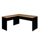 Ver imagem 1 de Mesa L Escrivaninha 120cm X 150cm Pés Painel Mac Pr F5 Cor:macadâmia com Preto