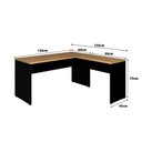 Ver imagem 2 de Mesa L Escrivaninha 120cm X 150cm Pés Painel Mac Pr F5 Cor:macadâmia com Preto