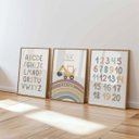 Ver imagem 1 de Kit 3 Quadros Alfabeto Número Letras Retroescavadeira Quarto Menino Infantil Ref. 01