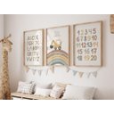 Ver imagem 3 de Kit 3 Quadros Alfabeto Número Letras Retroescavadeira Quarto Menino Infantil Ref. 01