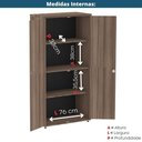 Ver imagem 3 de Armário Alto P25 Pandin 80 Cm (largura) em Mdp Cor Walnut com 2 Portas e 3 Prateleiras