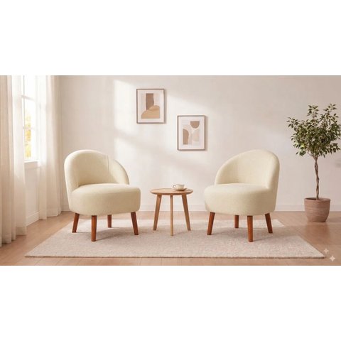Kit Duas Poltronas Decor Leitura Cadeiras Estofadas Jade Off White Liso