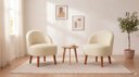 Ver imagem 1 de Kit Duas Poltronas Decor Leitura Cadeiras Estofadas Jade Off White Liso