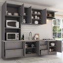 Ver imagem 2 de Cozinha Completa Atlanta 10 Portas 5 Gavetas 100% Mdf Americana Cinza - Panorama Móveis