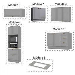 Cozinha Completa Atlanta 10 Portas 5 Gavetas 100% Mdf Americana Cinza - Panorama Móveis - 7