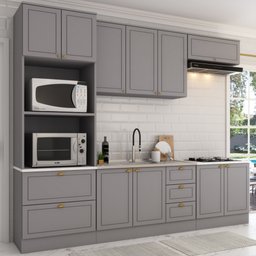 Cozinha Completa Atlanta 10 Portas 5 Gavetas 100% Mdf Americana Cinza - Panorama Móveis - 1