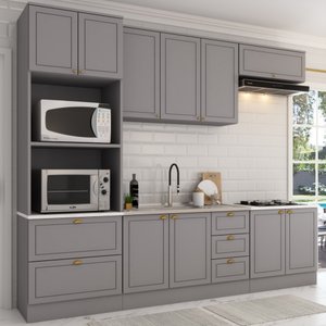 Cozinha Completa Atlanta 10 Portas 5 Gavetas 100% Mdf Americana Cinza - Panorama Móveis