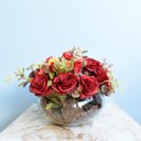 Ver imagem 3 de Arranjo de Flores Artificiais Rosas Vermelhas e Peônias no Vaso de Vidro