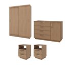 Ver imagem 2 de Kit Guarda Roupas 2 Portas, Cômoda e Mesa de Cabeceira Araçá CabeCasa MadeiraOriginals Marrom/Nogueira