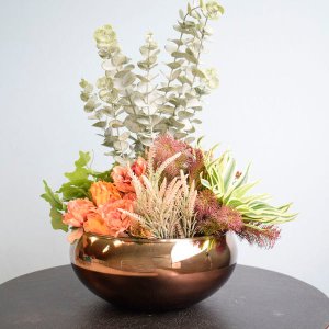 Arranjo Moderno Artificial de Flores, Suculentas e Folhagens para Mesa de Jantar