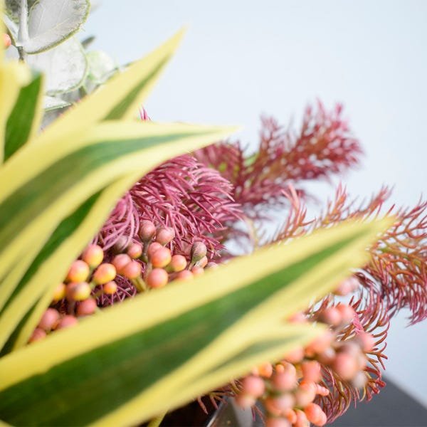 Arranjo Moderno Artificial de Flores, Suculentas e Folhagens para Mesa de Jantar - 12