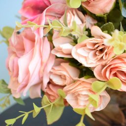 Arranjo de Flores Artificiais Rosas e Lírios Pink Redondo - 7