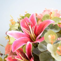 Arranjo de Flores Artificiais Rosas e Lírios Pink Redondo - 5