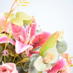 Arranjo de Flores Artificiais Rosas e Lírios Pink Redondo - 3