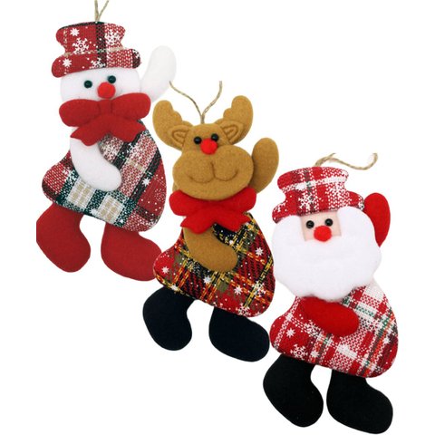 Kit 18 Pendente Natalino Boneco de Neve Papai Noel Rena 18cm